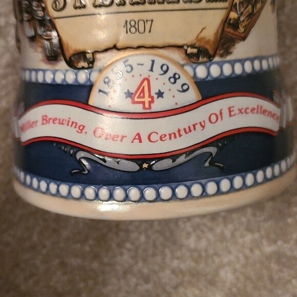 Vintage Miller High Life Beer Stein 7" Tall The First River Steamer 4th Series - Picture 3 of 10